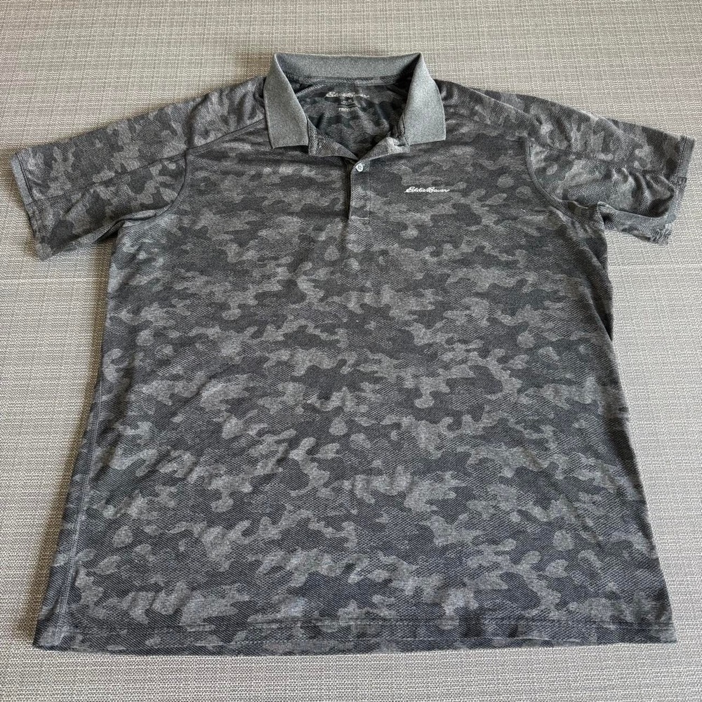 Eddie Bauer Free-dry Men's XL Gray Camouflage Polo Shirt
